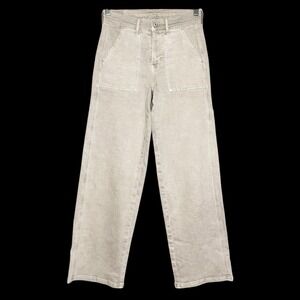 American Eagle Skater‎ Jeans Size 0 Tan Wide Leg Denim Baggy Khaki Denim Uniform